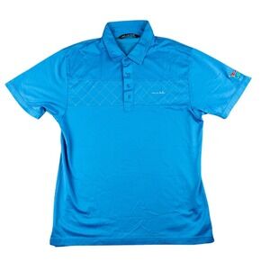 Travis Mathew Polo Shirt Mens‎ Large Blue Diamond Stitching LACC Embroidery EUC